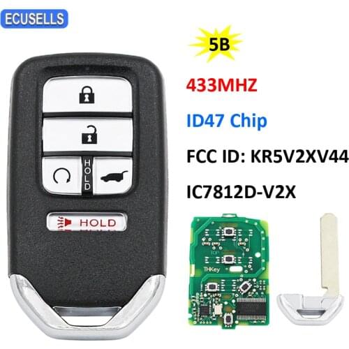 4+1/5 Button Remote Key 433MHz ID47 Chip SUV Tail Button for Honda CR-V 2017 for Pilot 2016 2017 FCC ID: KR5V2XV44 IC7812D-V2X