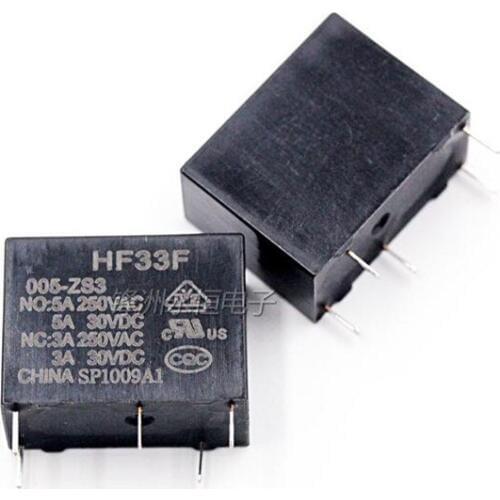 50pcs 5pins JZC-33F HF33F-005-ZS3 HF33F-012-ZS3 HF33F-024-ZS3 5V 12V 24V 3A 250VAC Relay