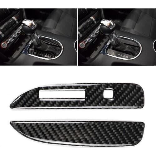 80% HOT SALES！！！2Pcs Car Interior Gear Shift Trim Decal Stickers Fit for Ford Mustang 2015-2017