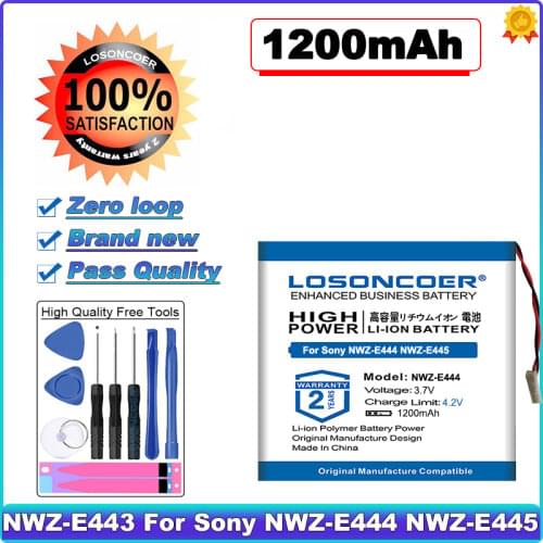 1200mAh Replacement Battery for Sony NWZ-E444 NWZ-E445 NWZ-E345 NWZ-E344 NWZ-E443 283743 Player Replacement Accumulator