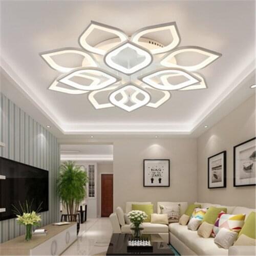 Acrylic Modern Led ceiling lamp lights For Living Room Bedroom Home leaf Fixture 110/220V 12/15 heads ceiling light