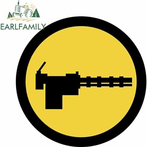 EARLFAMILY 13cm x 12.7cm for Minigun Warning Car Sticker Refrigerator Trunk Personality Decal Occlusion Scratch Bumper Graphics