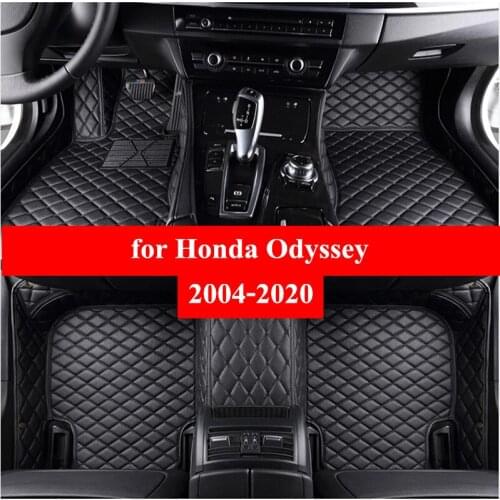 Car Floor Mats For Honda Odyssey 5 Seats 2004-2017 2018 2019 Flash Mat Leather Custom Foot Pads Automobile Carpet Car Covers