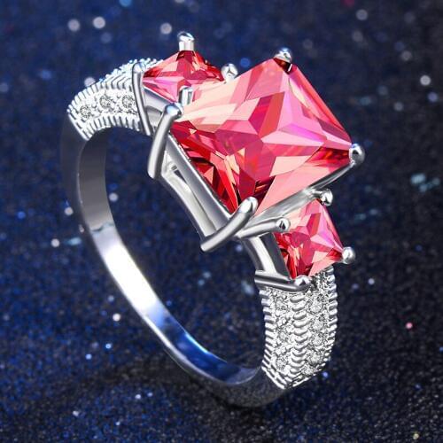 Big Square Cubic Zirconia wedding Rings for woman blue/red/green CZ Party Finger Jewelry girl Gift Dropshipping