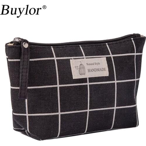 Buylor Womens Cosmetic Bag Canvas Multifunctional Cosmetic Bag Travel Storage Bag Ladies Toiletry Bag Zipper Fabric Coin Purse