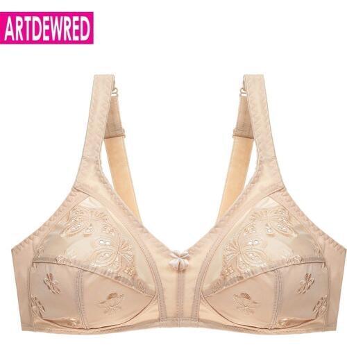 Embroidery Bra Push Up Bra C D E Cup Plus Size Women Underwear Underwire Brassiere Minimizer Bras Wirefree Black 36-48 Bragas