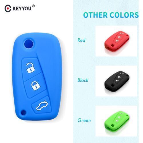 KEYYOU Silicone Car Key Case Cover 3 Buttons For FIAt 500 Panda Punto Stilo Bravo Doblo Grande Ducato Minibus Key