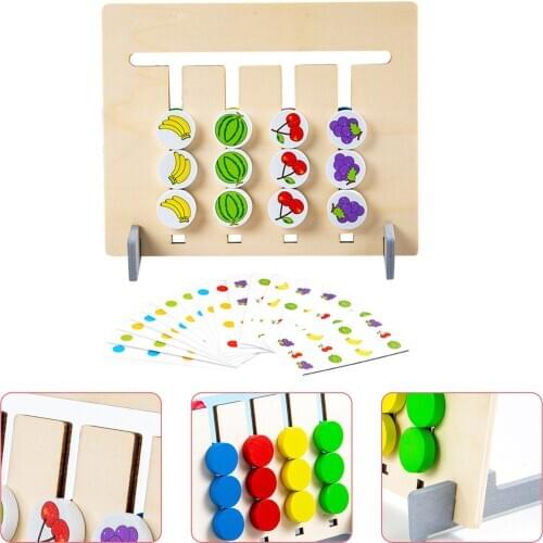 Montessori Kids Educational Toys Colors And Fruits Double Sided Matching Game Logical Reasoning Training Children Wooden Toy
