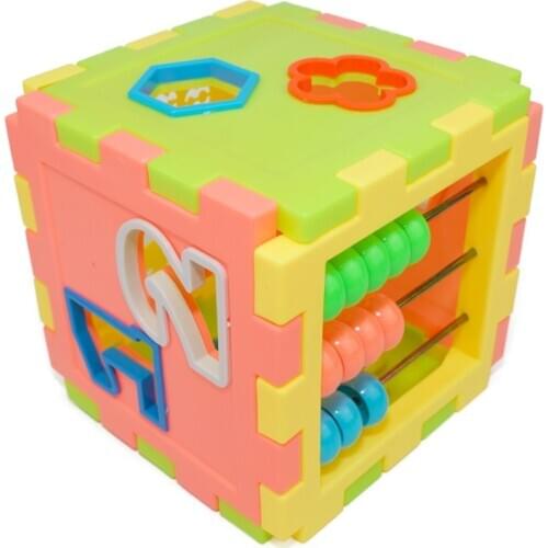 Baby Early Educational Box Toddler Shape Geometry Matching Number Counting Building Blocks Sorting Kids Cube Toy Clock Abacus
