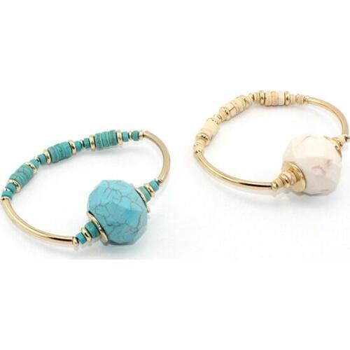 Elastic White Marble Peridot Marble Big Charm Bracelets for Women Jewelry Display