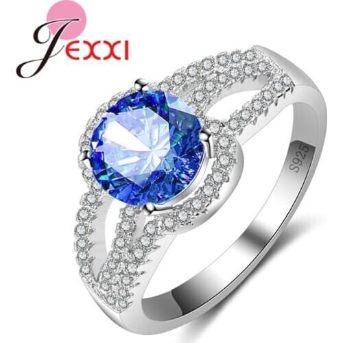 Elegance Women Best Gift Ciassic Round Design Real 925 Sterling Silver Ring with Wide Loop Foiled Finger Slimsy Women Girls Love