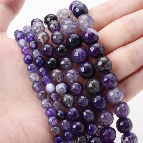 Purple Dragon Agates Natural Stone Beads Faceted Loose Spacer Bead for Jewelry Making DIY Charm Bracelet Earrings 4/6/8/10/12mm