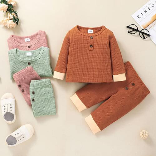 Baby girl long sleeve o-neck T-shirt+pant newborn boy clothes set 3-24m new born pajamas suit 2021 winter casual pullover outift