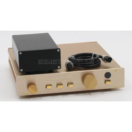 Finished Golden Clone FM155 HiFi Hi-End Preamplifier Monitor Pre-Amp Audio With Linear Power Supply