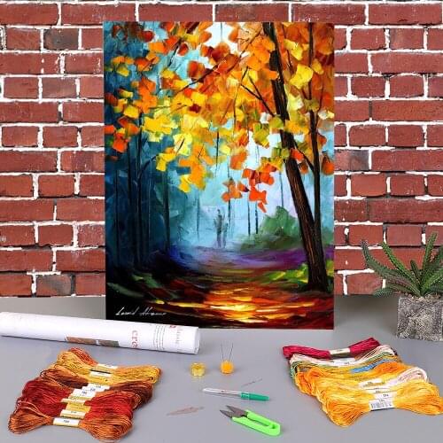 Oil Painting Style Summer Printed 11CT Cross Stitch Complete Kit Embroidery DMC Threads Painting Handmade Hobby Craft Magic