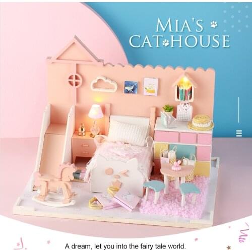DIY Doll House Toy Wooden Miniature DIY Dollhouse With Furnitures Wooden House Casa Toys For Children Birthday Gift