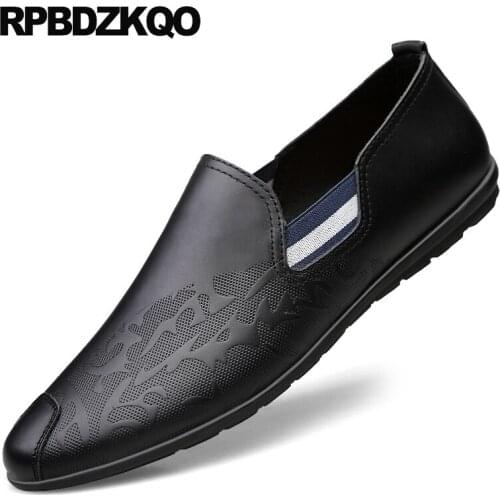 Casual 2021 Real Leather Runway New Italian Men Shoes Brands Solid Slip On Luxury British Style Black Italy European Genuine