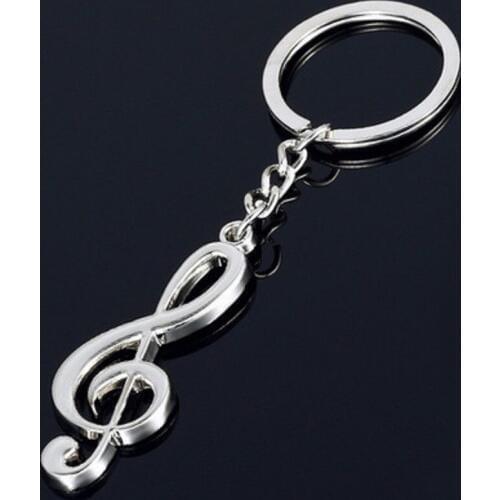Fashion Music Note Pendant Keychains for Women Men Silver Color Guitar Charms Car Key Rings Jewelry Accessories Decoration