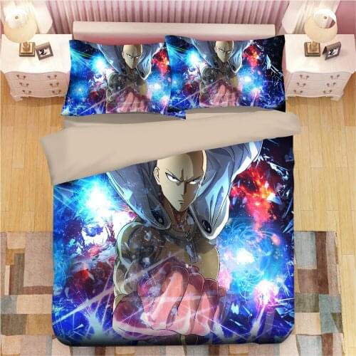 ONE PUNCH MAN Bedding Set Cartoon anime Duvet Covers 3D bedding Pillowcases kids Cartoon Comforter Bedding Sets bed linen 01