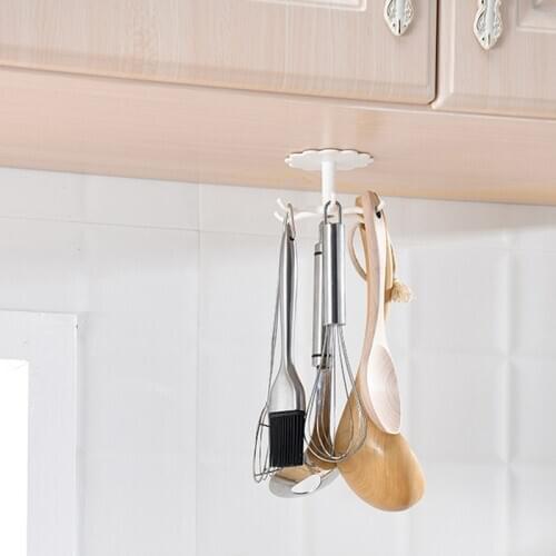 Wonderlife Hole free wall hanging small object hook rotatable tableware and sundry rack