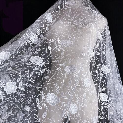 New branch flower Embroidery Gorgeous Net Lace Fabric For dress Cloth African French Tulle Lace For Wedding Garment Accessories