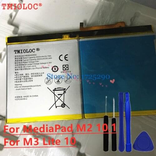 New High quality HB26A5I0EBC 6660mAh Battery For Huawei MediaPad M2 10' M2-A01W M2-A01L MediaPad M3 Lite 10 Bach-L09 W09 + Tools