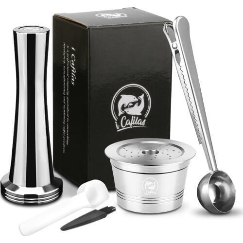 New Design Reusable Refillable Coffee Capsule with Tamper and Spoon For Tchibo Cafissimo Caffitaly K-fee Machine