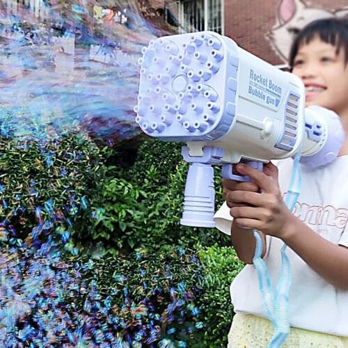 New Electric Bubble Gun Gatlin Rocket Gun 44-hole Big for Children Bathroom Toy Magic Bubbles Machine Soap Bubbles Toy Best Gift