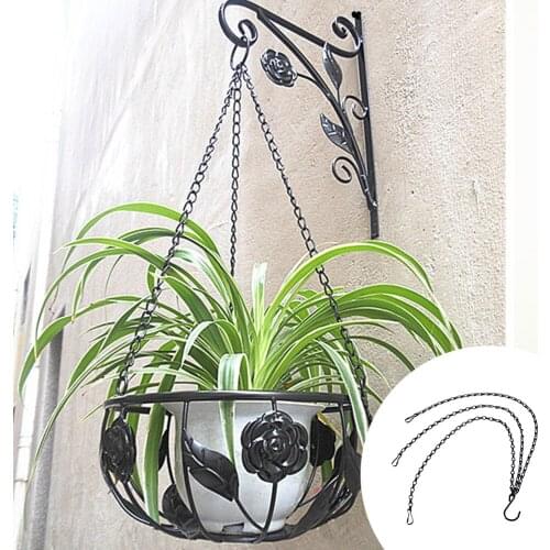 Suspending Chain Basket Necklace Hanging Flower Pot Iron Hanging Chain Garden Plant Pendant for Birdcage Black