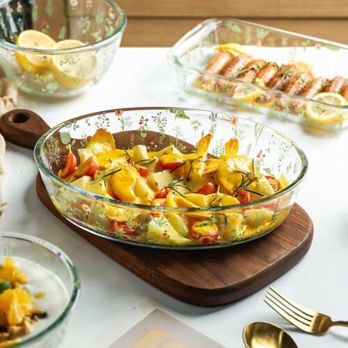 High Temperature Resistant Glass Bakeware Special Utensils for Oven Microwave Plate Square Baked Rice Plates Japanese Bowl