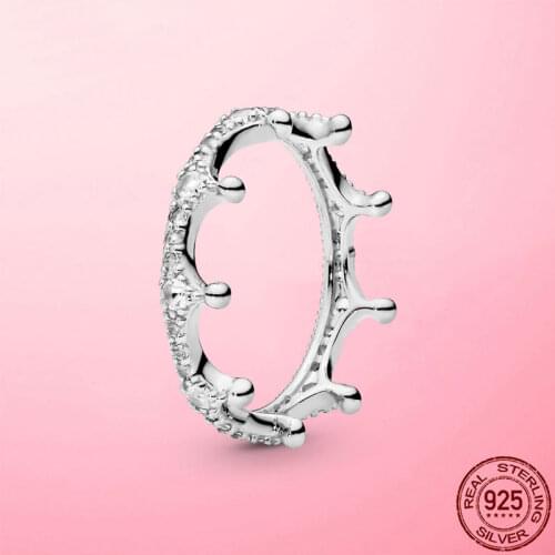 Sliver Finger Ring 925 Sterling Silver Clear Sparkling Crown Ring Female Rings For Women Wedding Engagement 925 Fashion Jewelry