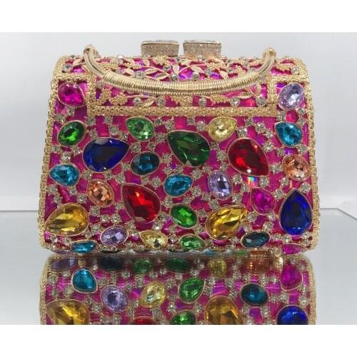 19x13.5CM Colorful Gem Diamond Dinner Bag Banquet Clutch Bag Shoulder Bags Women Messenger Bags Women a6801