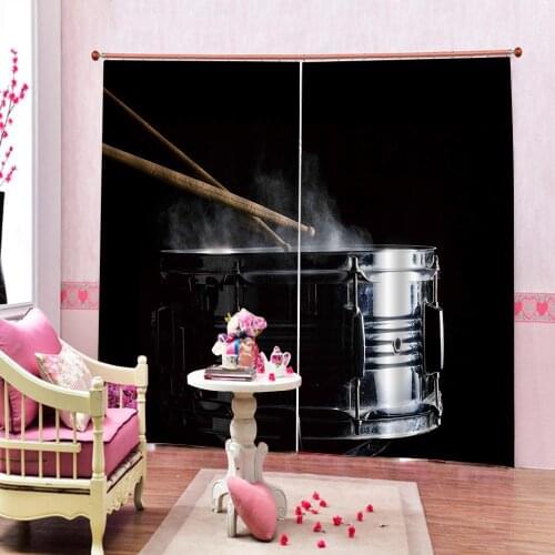 Custom Any Size Music Equipment Drum Curtain For Living room Bedroom Polyester Fabric Photo Print Blackout Window Drapes Decor