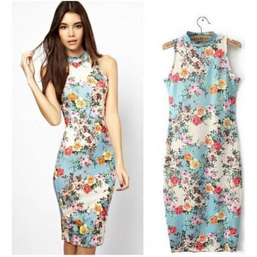 Dress Women Summer Europe United States sleeveless packet buttock broken flower folk wind ways Dresses Casual Vestidos ZXP014