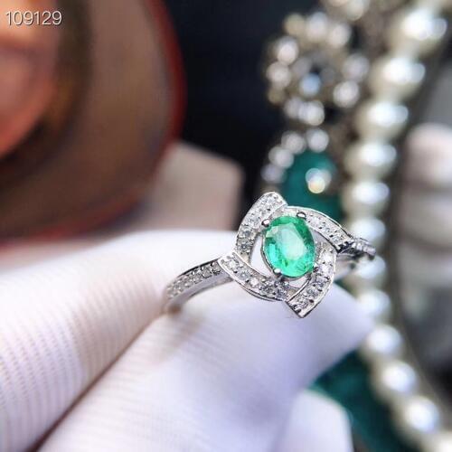 Luxurious windmill surround flower Natural green emerald Ring Natural gemstone ring S925 silver women girl gift party Jewelry