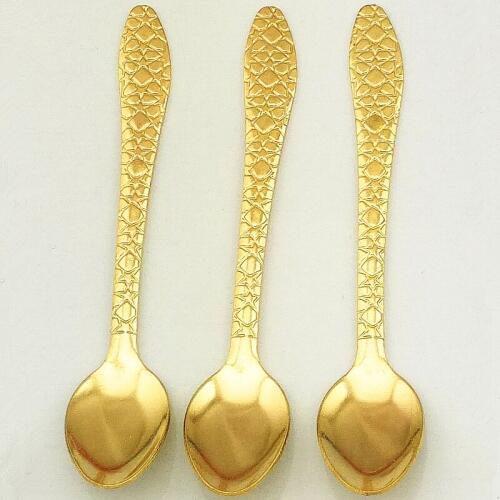 Retro Golden Coffee Spoon Stainless Steel Dessert Spoons European Court Noble Small Stirring Tune