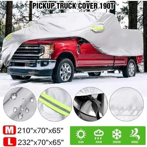 190T Full Car Cover For Pickup Truck Waterproof Anti Scratch Winter Snow Cover Sunproof Auto Protector Silver Universal For Jeep