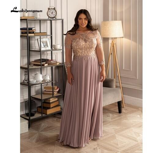 2020 Purple Lace Appliques Mother of the Bride Dresses Long Chiffon Mother Wedding Party Dress vestido de festa