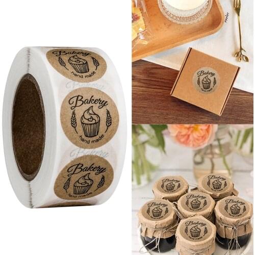 500 PCS Self-adhesive Sticker Handmade Baking Sticker Food Decorative Sticker Handmade Sticker Biscuit Bag Decorative