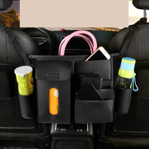 Car seat middle gap net storage bag leather backseat gaps hanging bag book bags tissue box water bottles mesh pocket organizers