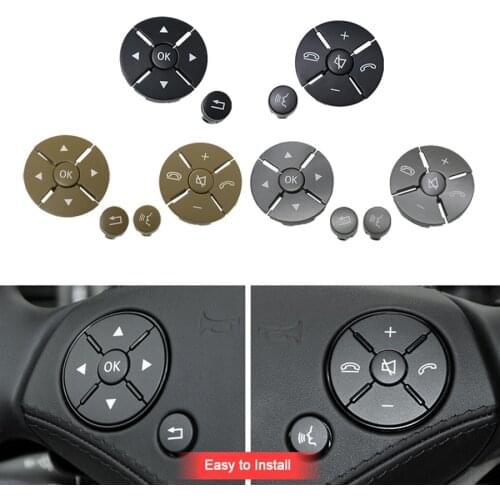 Car Interior Multi-function Steering Wheel Key Button Phone Key Control Button Cover For Mercedes Benz S-Class W221 Black Beige