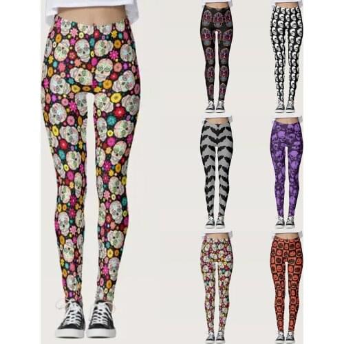 Seamless Leggings Yoga Pants Gym Outfits High Waisted Workout Pant Fitness Sport Halloween Print Tights Push Up Running Pants