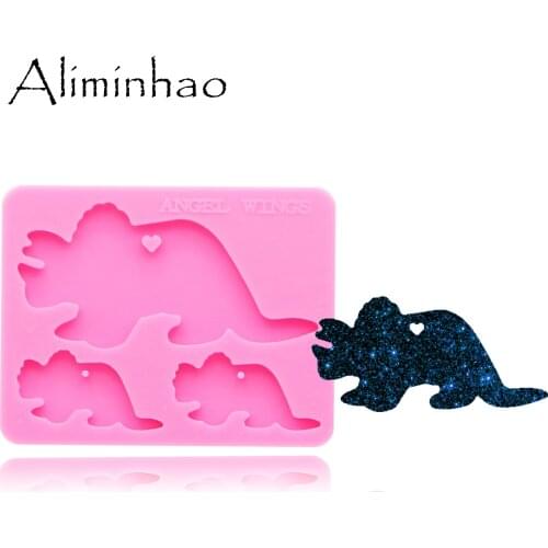 DY0169 Shiny Dinosaur family Silicone Molds DIY epoxy resin mould silicon Dinosaur Mom/baby keychain craft custom mold