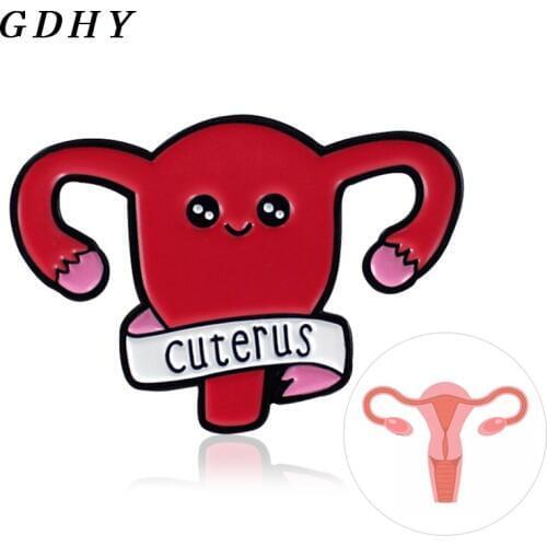 GDHY Lovely"Cuterus"Cuterus Uterus Pink Brooch Enamel Pin Feminism Badge Coat Backpack Feminist and Nurse Doctor Gifts Jewelry
