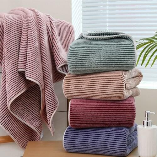 Exquisite Deep Striped Towels Breathable Absorbent Towels Soft Comfortable Coral Fleece Dry Hair Wash Face Towel Household Items