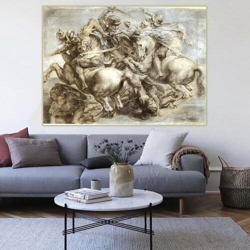 Citon Leonardo da Vinci《The battle of anghiari》Canvas Oil Painting Artwork Poster Picture Wall Decor Home Living room Decoration