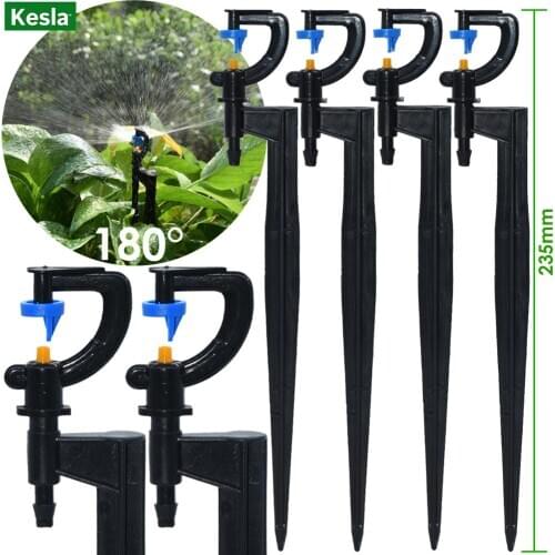KESLA 20-50PCS Garden Sprinklers 180 Degrees Rotating Watering on 20cm Base Stake Connect 4/7mm Hose Greenhouse Nozzle Spray