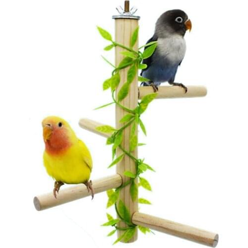 Bird Cage Perch Wooden Bite-Proof Parrot Wood Branch Stand Perch Bird Standing Perch Parrot Holder Perches Platform Accessories