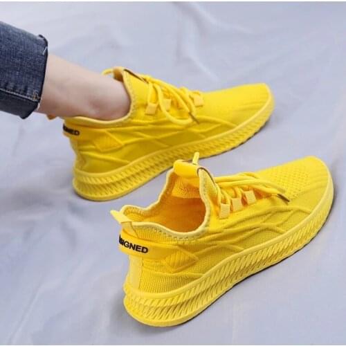 Fashion Spring Female Sneakers Women Shoes Korean Mesh Yellow Ladies Shoes Woman Lace Up Red Black Casual Shoes Breathable 2021