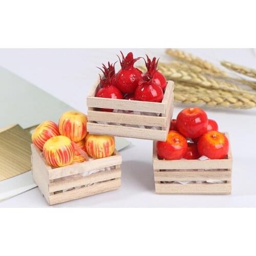 1:12 Dollhouse Miniature Mini Fruit Box Model Fruit Basket Fruit Tray Furniture Decoration Accessories Food Toy